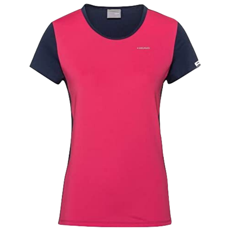 Load image into Gallery viewer, HEAD Girls Mia Tennis Top T-Shirt Competition Short Sleeve Tee - Pink/Dark Blue
