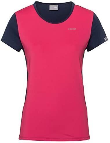 HEAD Girls Mia Tennis Top T-Shirt Competition Short Sleeve Tee - Pink/Dark Blue | Adventureco
