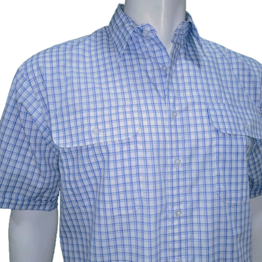 Bisley Mens Short Sleeve Check Shirt Checkered 100% Cotton Casual Business Work - Red