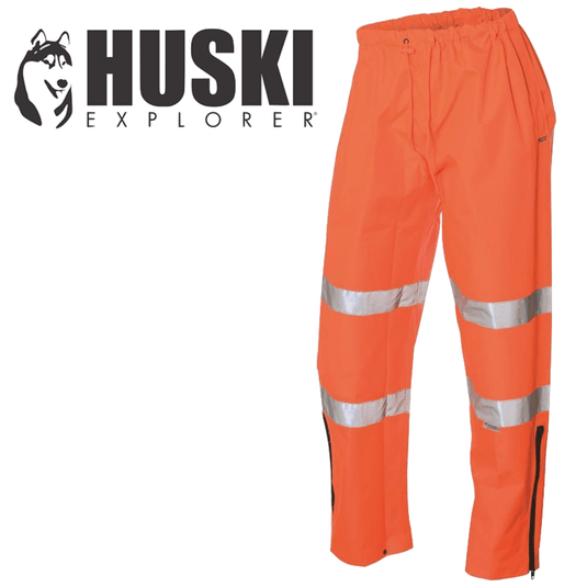Huski Mens Tarmac Hi Vis Trousers Pants High Visibility Safety Pants - Orange | Adventureco