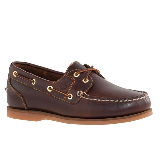 Timberland Womens Classic Amherst 2 Eye Boat Shoes Leather Loafers Flat - Brown