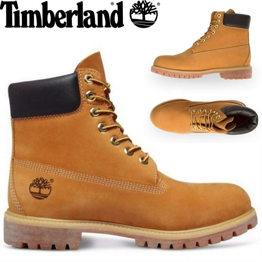 TIMBERLAND Mens 6" Premium Waterproof Boots Original Yellow Shoes - Wheat Nubuck