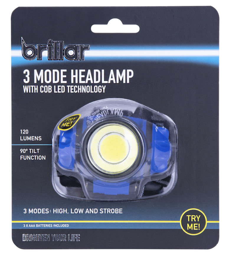 Load image into Gallery viewer, 3 Mode Headlamp w COB LED Head Torch Adjustable Headband Wide Beam Light Camping Running
