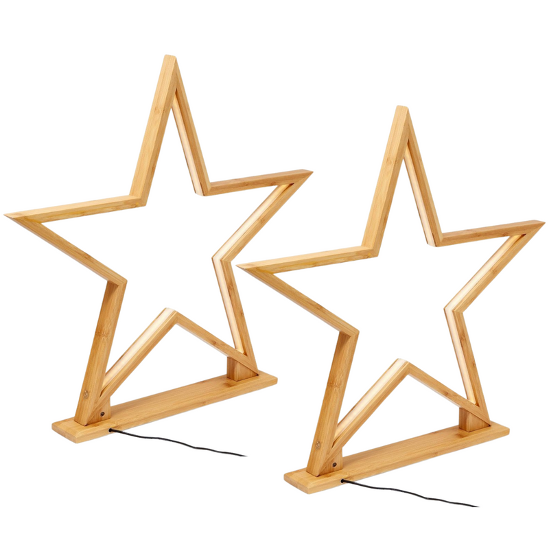 Load image into Gallery viewer, 2x 52cm Large Bamboo Star LED Table Lamp Light Modern Bedside - Natural
