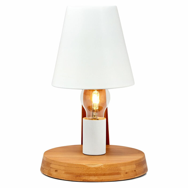 Load image into Gallery viewer, 32cm Wooden Base Modern Desk Table Lamp Light Metal Shade Designer - White
