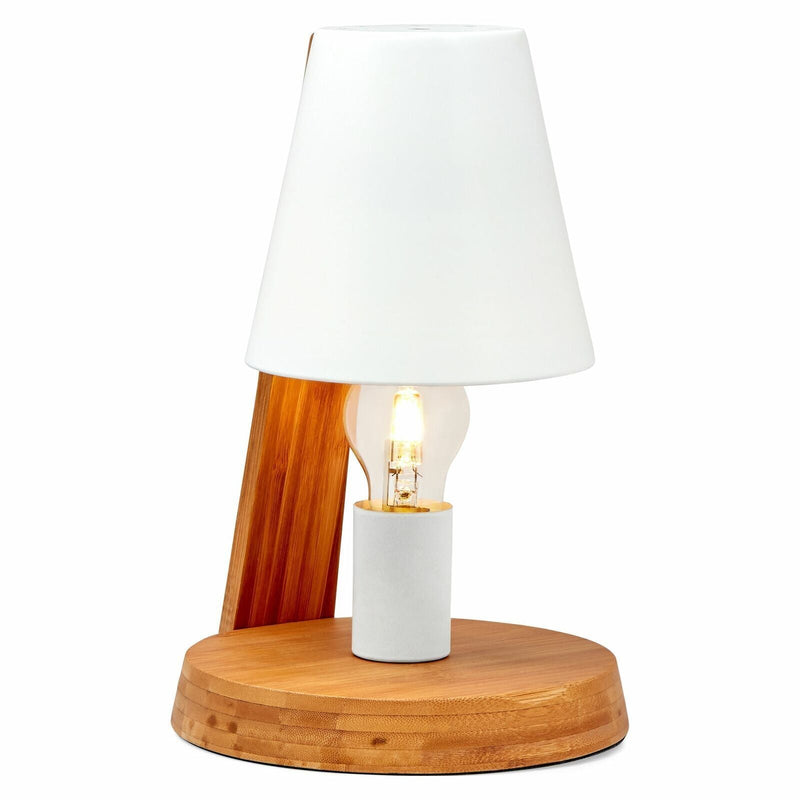 Load image into Gallery viewer, 32cm Wooden Base Modern Desk Table Lamp Light Metal Shade Designer - White

