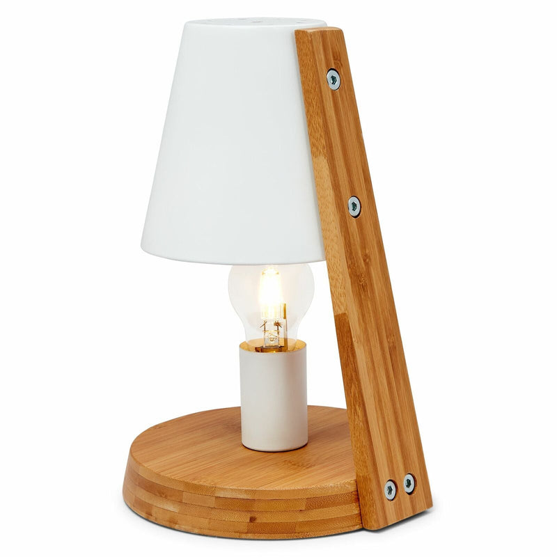Load image into Gallery viewer, 32cm Wooden Base Modern Desk Table Lamp Light Metal Shade Designer - White
