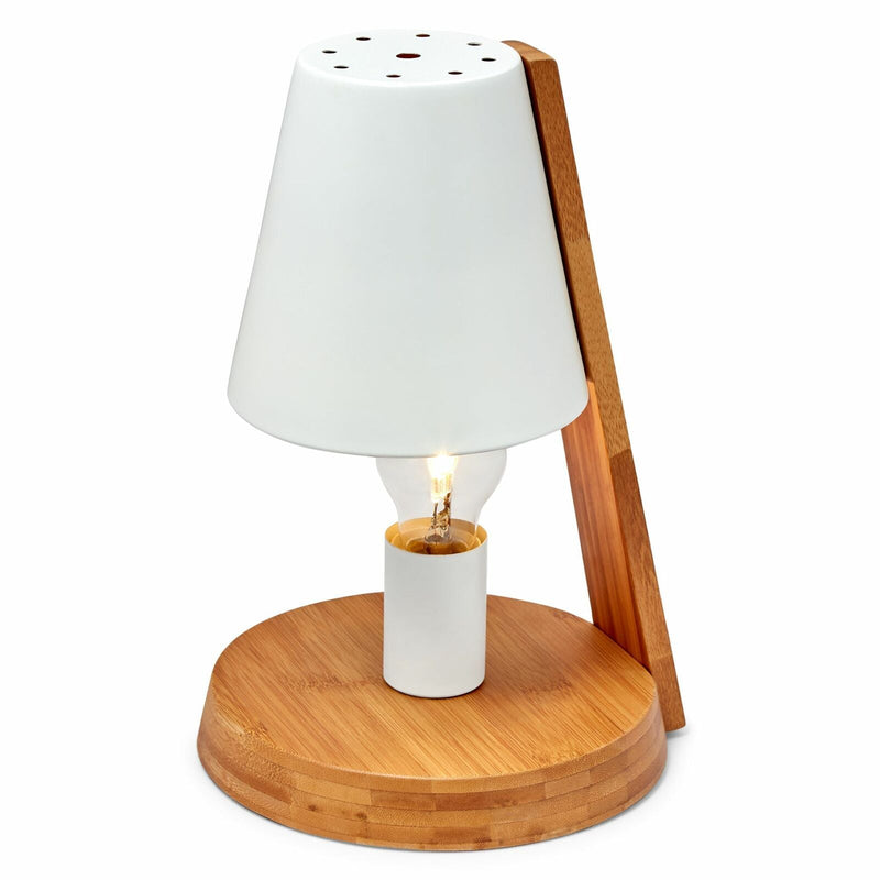 Load image into Gallery viewer, 32cm Wooden Base Modern Desk Table Lamp Light Metal Shade Designer - White
