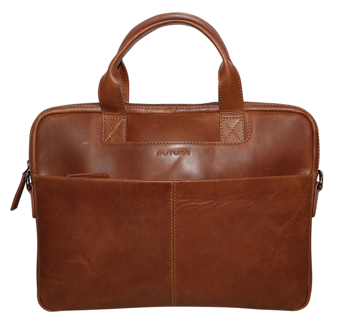 Futura Mens Slimline Laptop Bag Satchel Handbag Handles College - Brown