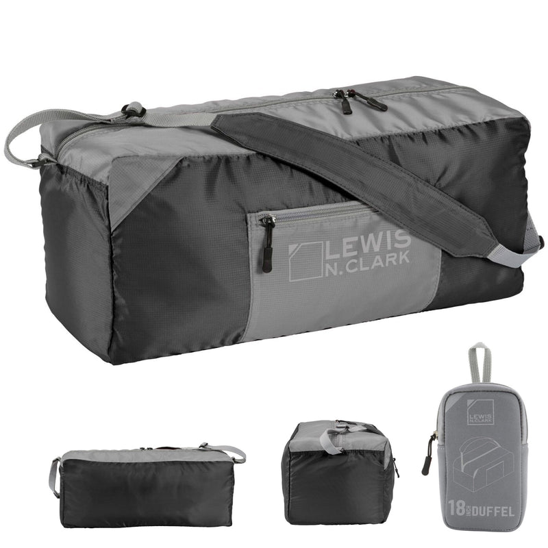 Load image into Gallery viewer, Lewis N. Clark 18&quot; Packable Foldable Bag - Black/Grey | Adventureco
