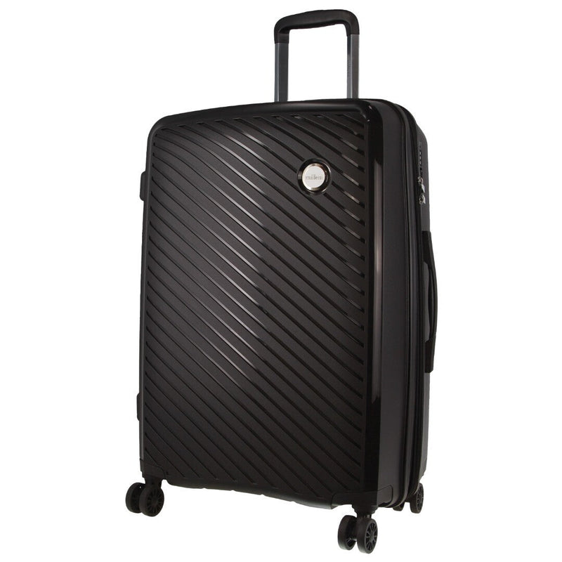 Load image into Gallery viewer, Pierre Cardin Inspired Milleni Checked Luggage Bag Travel Carry On Suitcase 65cm (82.5L) - Black
