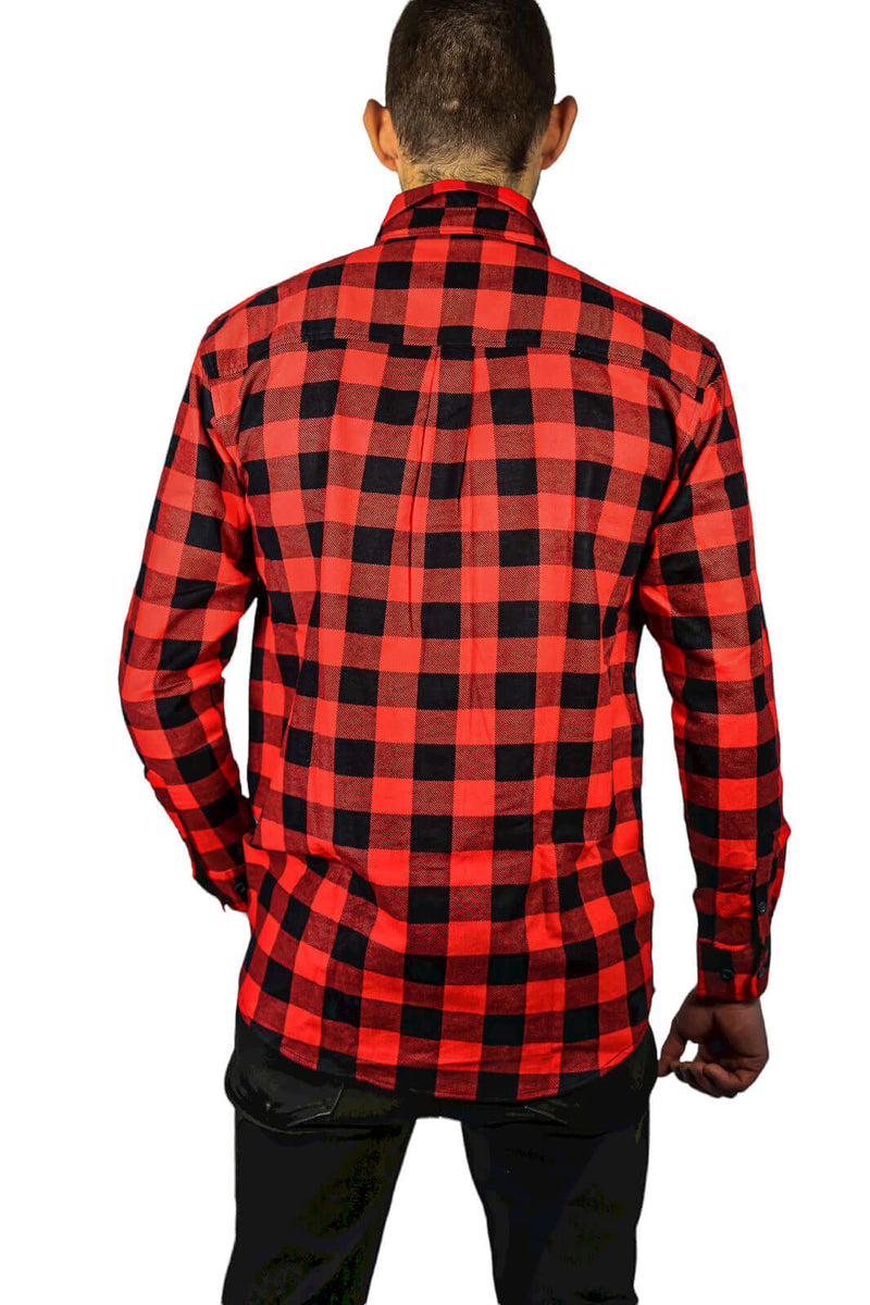 Load image into Gallery viewer, Jacksmith Quilted Flannelette Shirt Mens Jacket 100% Cotton Padded Warm Winter Flannel - Red/Black
