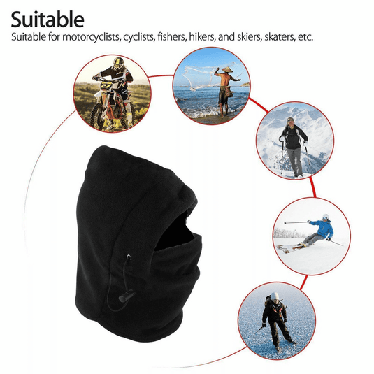 Dents Windproof Thermal Fleece Balaclava Beanie Hat Full Face Mask Ski - Black | Adventureco