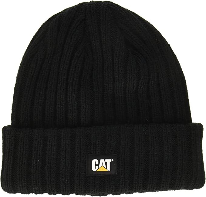 Caterpillar Rib Watch Beanie Hat Cap Warm Winter Knit - Black