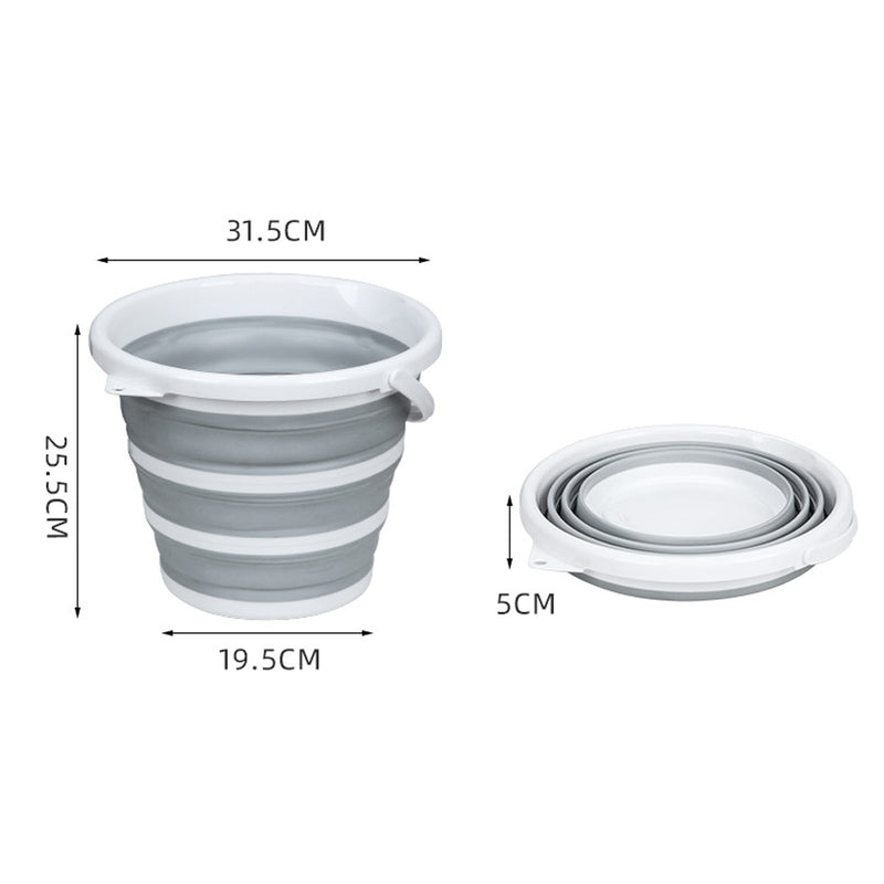Load image into Gallery viewer, 10 Litre Foldable Collapsible Bucket Silicone for Home/Hiking/Camping/Fishing - Grey/White
