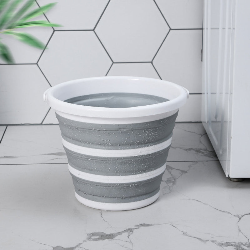 Load image into Gallery viewer, 10 Litre Foldable Collapsible Bucket Silicone for Home/Hiking/Camping/Fishing - Grey/White
