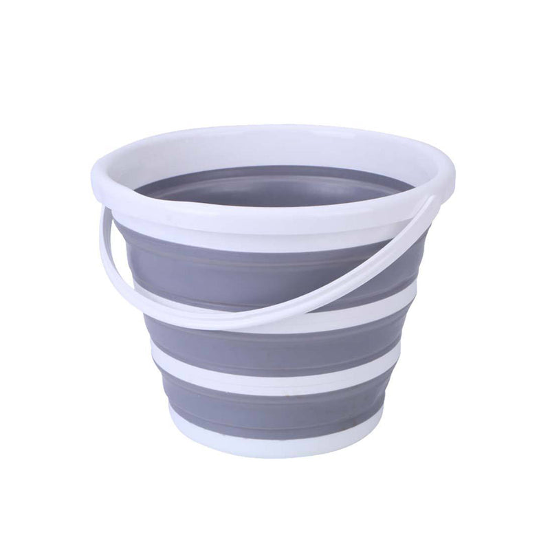 Load image into Gallery viewer, 10 Litre Foldable Collapsible Bucket Silicone for Home/Hiking/Camping/Fishing - Grey/White
