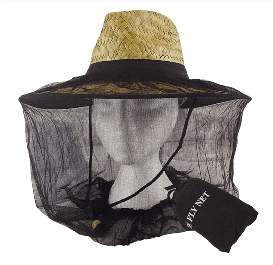 Mosquito Hat Net Head Protector Bee Bug Mesh Insect Mozzie Fishing Fly - Black
