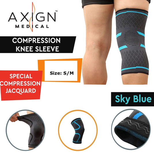 AXIGN Medical Compression Knee Sleeve Support Brace Strap Patella Protector - S/M