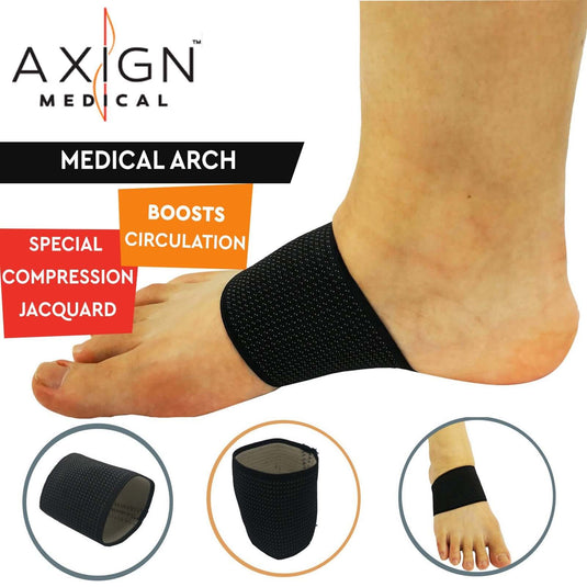 1 Pair AXIGN Medical Arch Compression Foot Band - Black | Adventureco