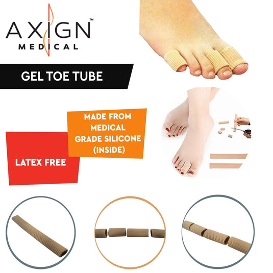 1 Pair AXIGN Medical Gel Toe Tube (Open) - Foot Pain Corn & Callus Relief