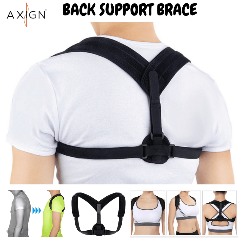 Load image into Gallery viewer, AXIGN Medical Posture Support Back Support Brace Corrector Strap Lumbar - Black

