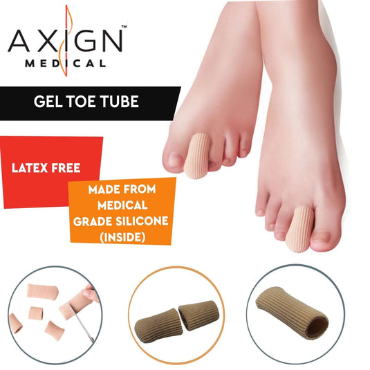 1 Pair AXIGN Medical Gel Toe Tube (Closed) - Foot Pain Corn & Callus Relief