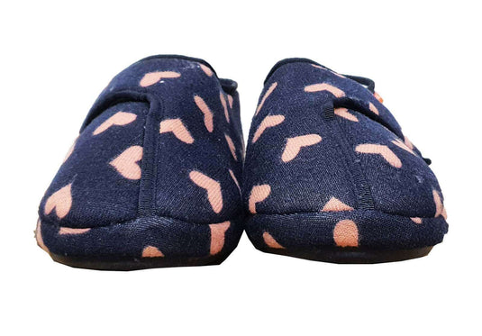 ARCHLINE Orthotic Plus Slippers Closed Scuffs - Navy Hearts