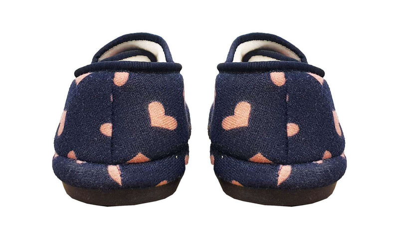 Load image into Gallery viewer, ARCHLINE Orthotic Plus Slippers Closed Scuffs - Navy Hearts
