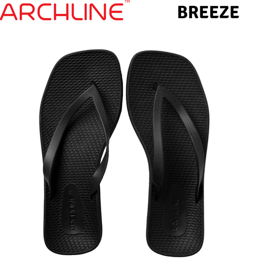 ARCHLINE Breeze Arch Support Orthotic Thongs Flip Flops Arch Support - Black | Adventureco