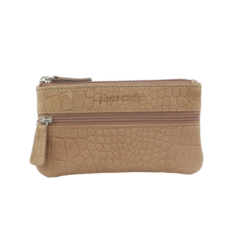 Load image into Gallery viewer, Pierre Cardin Ladies Womens Genuine Leather RFID Coin Purse Wallet - Taupe (Croc)

