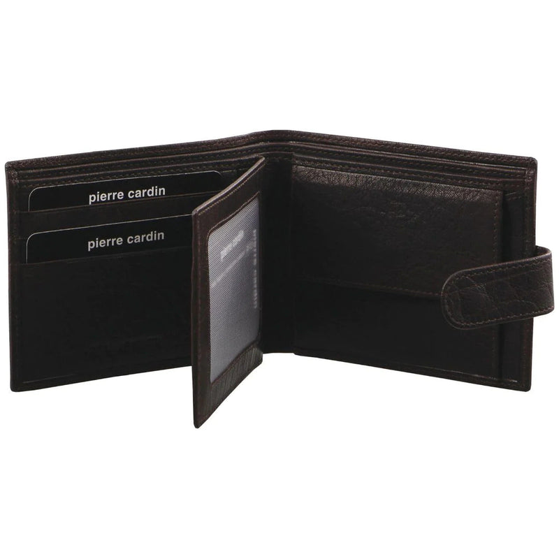 Load image into Gallery viewer, Pierre Cardin Mens Leather Wallet Flap Credit Card Slots RFID Protected - Brown
