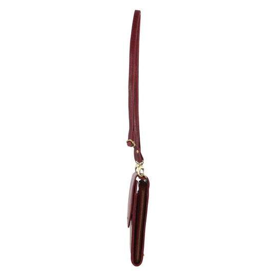 Pierre Cardin Ladies Leather Cross Body Bag/Wallet Bag/Clutch Wallet - Cherry