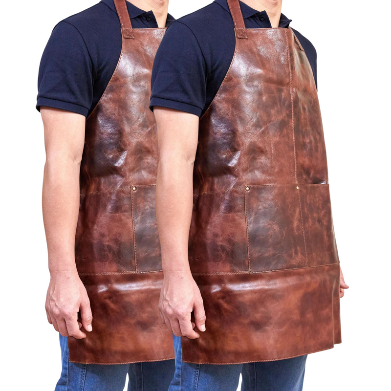 Load image into Gallery viewer, 2x Pierre Cardin Professional Leather Apron Butcher Woodwork Barber - Cognac
