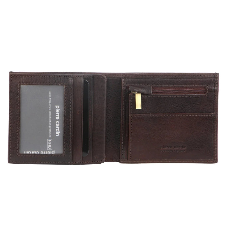 Load image into Gallery viewer, Pierre Cardin Mens Wallet Tri Fold Leather w/ RFID Protection - Chocolate
