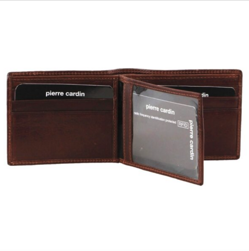 Load image into Gallery viewer, Pierre Cardin Mens Leather Bi-Fold Wallet w/ RFID Protection - Brown
