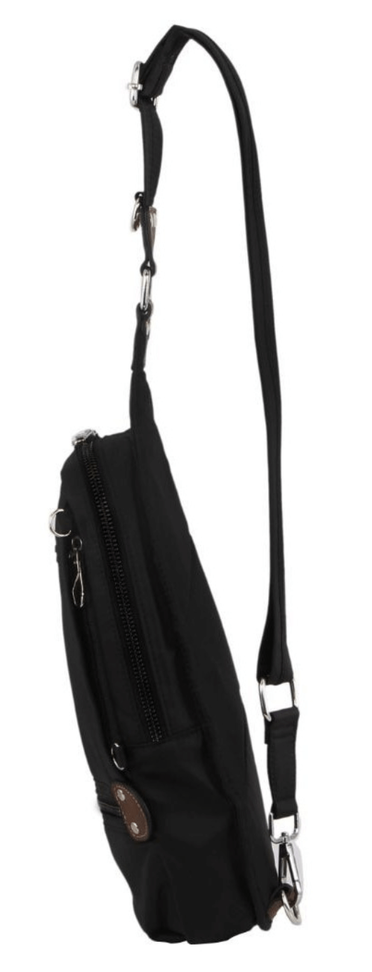 Load image into Gallery viewer, Pierre Cardin Anti-Theft 2-Tone Cross Body Nylon Sling Bag - Black
