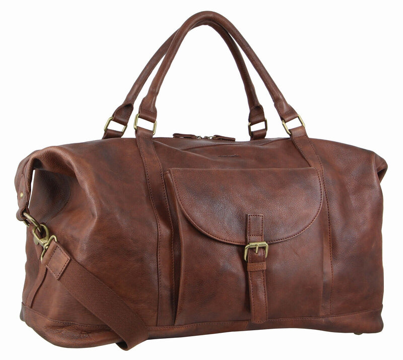Load image into Gallery viewer, Pierre Cardin Mens Leather Business Overnight Duffle Bag - Chestnut
