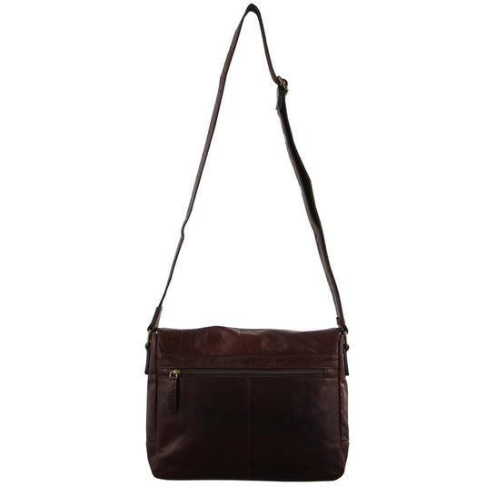 Pierre Cardin Rustic Leather Computer/Messenger Travel Shoulder Bag - Chestnut