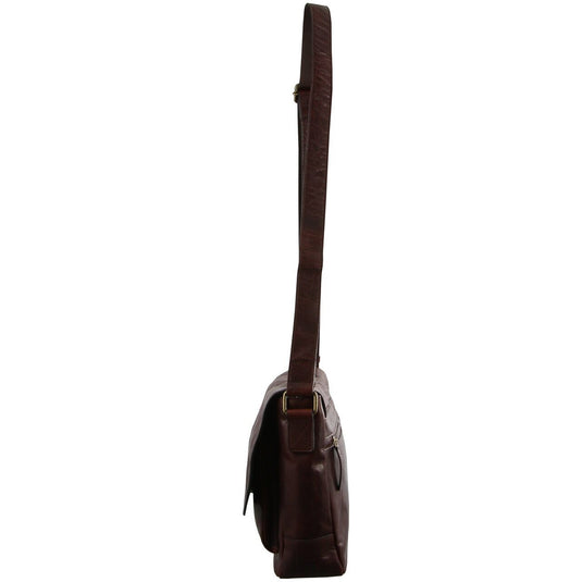 Pierre Cardin Rustic Leather Computer/Messenger Travel Shoulder Bag - Chestnut