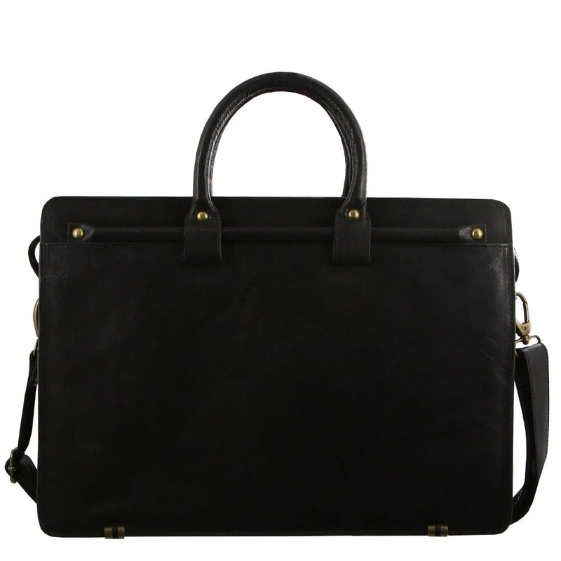 Load image into Gallery viewer, Pierre Cardin Mens Rustic Leather Computer Laptop Shoulder Bag Handbag Briefcase - Black
