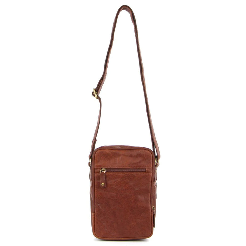 Load image into Gallery viewer, Pierre Cardin Mens Rustic Leather Cross Body Bag Messenger - Chestnut
