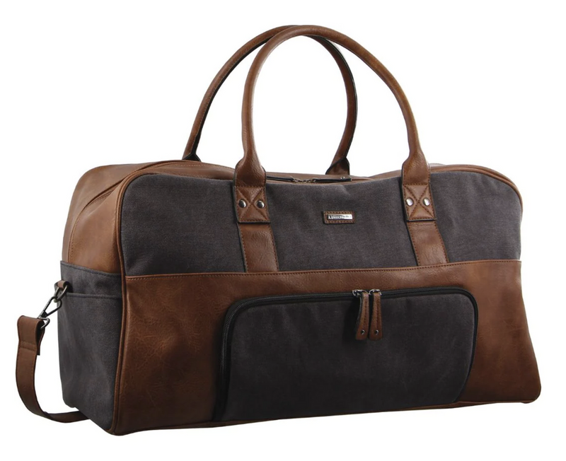 Load image into Gallery viewer, Pierre Cardin Mens Canvas Travel Overnight Bag Business Luggage Duffel Weekend - Black
