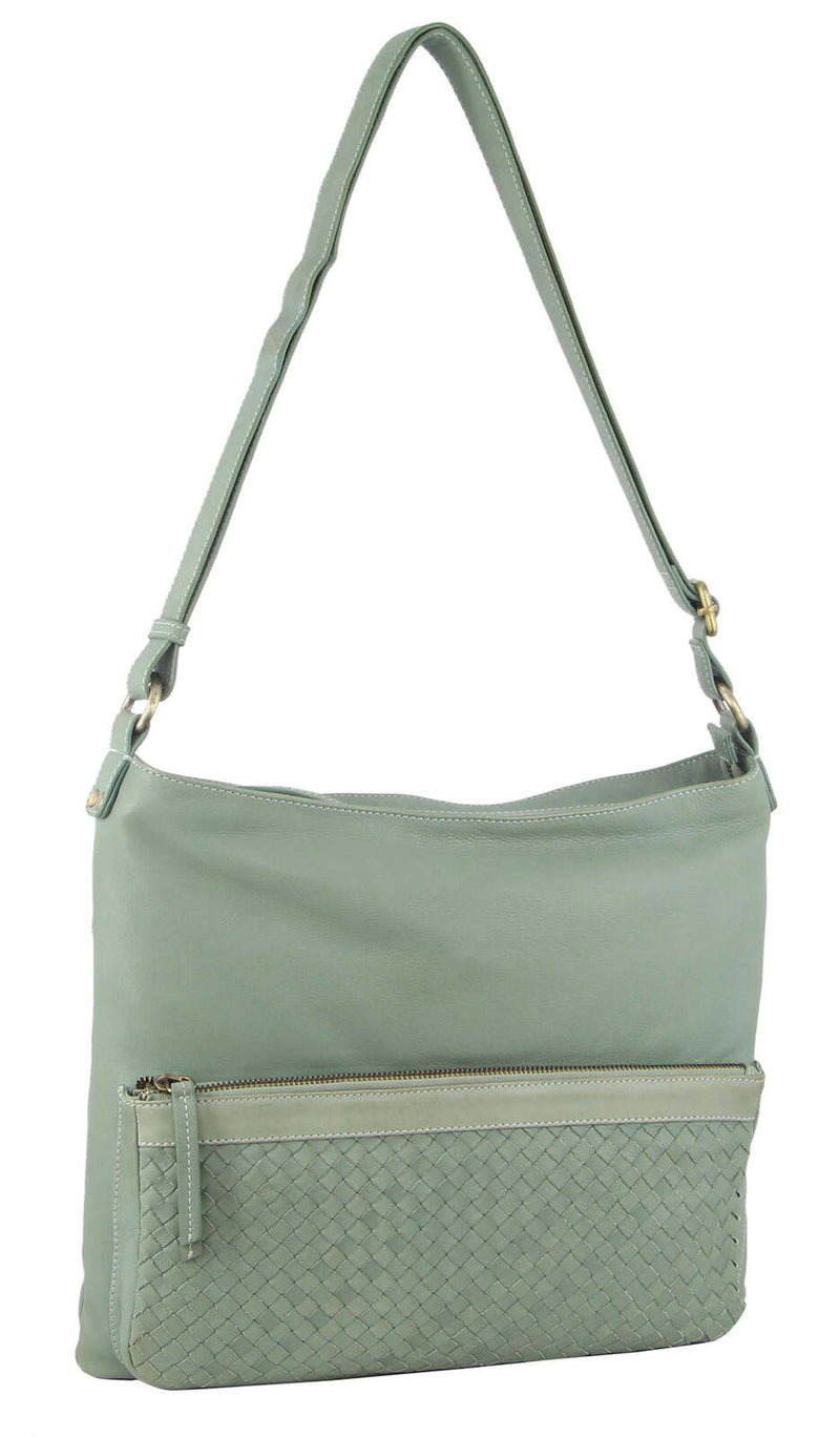 Load image into Gallery viewer, Pierre Cardin Womens Woven Leather Flap Cross-Body Bag Handbag - Mint
