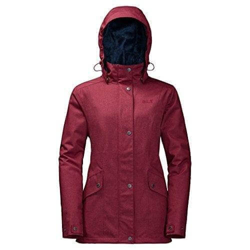 Load image into Gallery viewer, Jack Wolfskin Womens Park Avenue Rain Jacket Waterproof Windproof Coat w Hood - Dark Red - L | Adventureco
