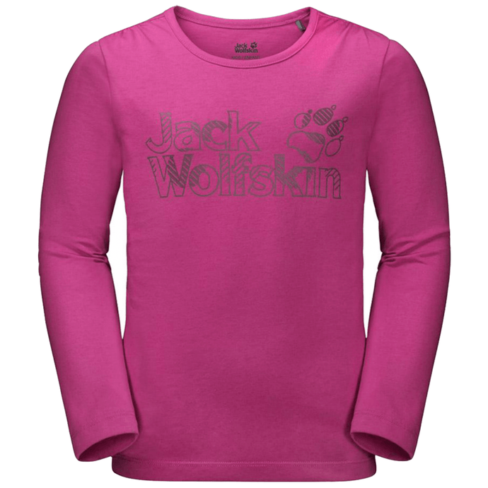 Jack Wolfskin Kids Girls Long Sleeve T Shirt Base Layer Thermal Cotton - Fuchsia | Adventureco