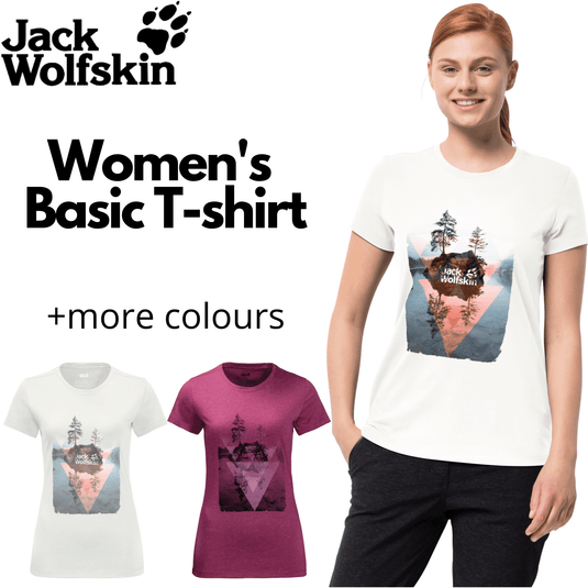 Jack Wolfskin Lake T Womens T-shirt Ladies Basic Top Organic Cotton Light Soft