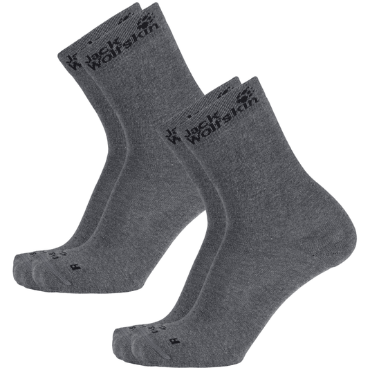2-Pairs Jack Wolfskin Casual Ankle Socks Classic Cut Organic Cotton - Dark Grey