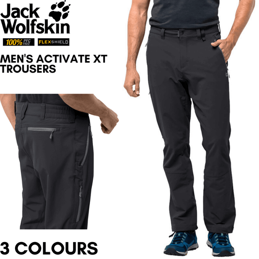 Jack Wolfskin Mens Activate XT Pants Trousers PFC Free Softshell Hiking Trekking