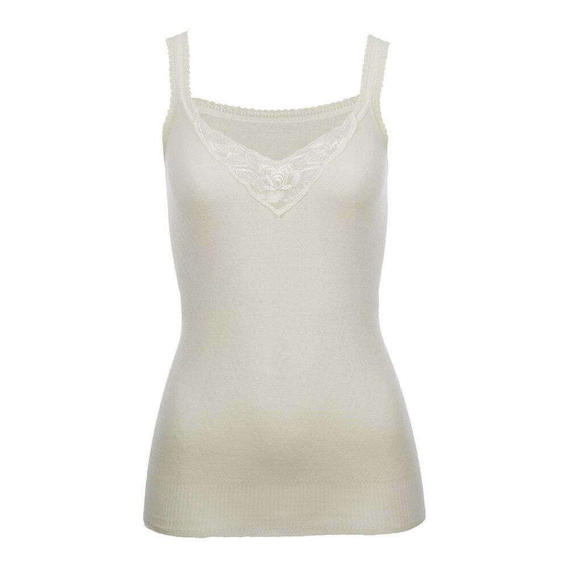 Load image into Gallery viewer, Thermo Fleece® Ladies Thermal Camisole Cami Top Poly Cotton - White
